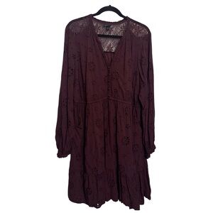 Torrid Size 2X Purple Floral Eyelet Boho Midi Dress Boho Cottagecore Fairy Rayon